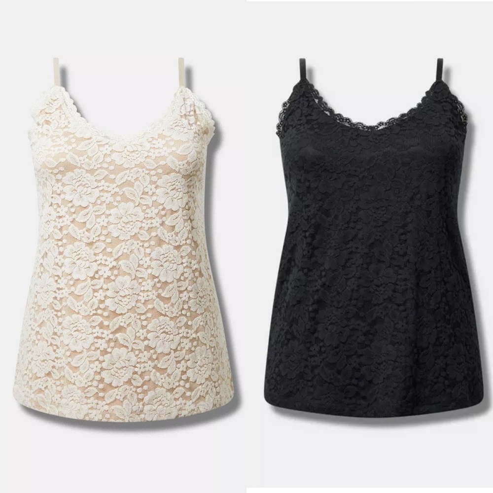 Torrid Lace Camisoles in Black and Cream